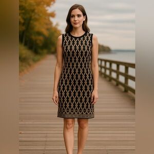 Elegant Black and Gold Sleeveless Dress